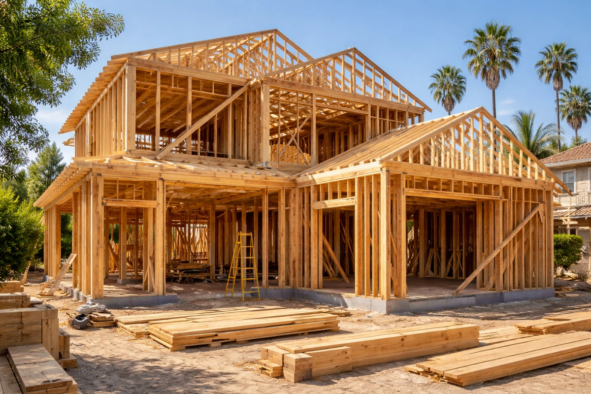 LA Pro Framing residential house wood framing structure under construction